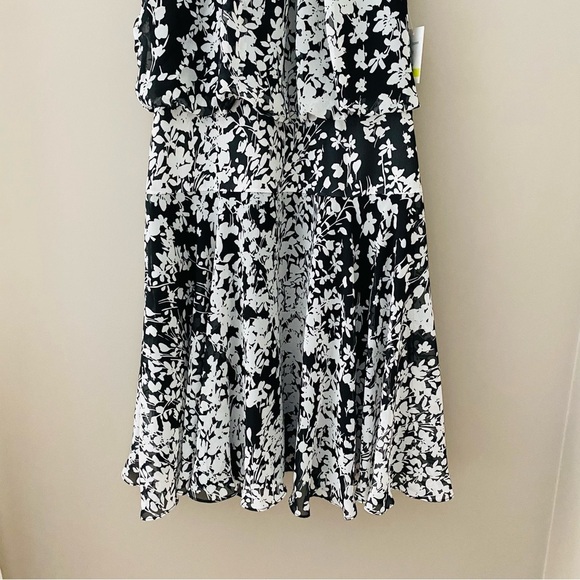 Just Taylor High Neck Floral Dress Black/White Sz 4 - Picture 3 of 11